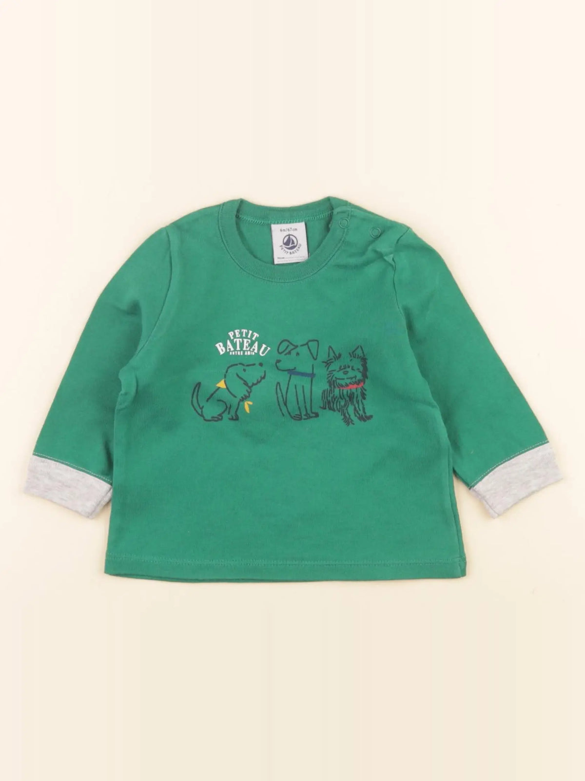 Petit Bateau - tee-shirt vert - 6 mois