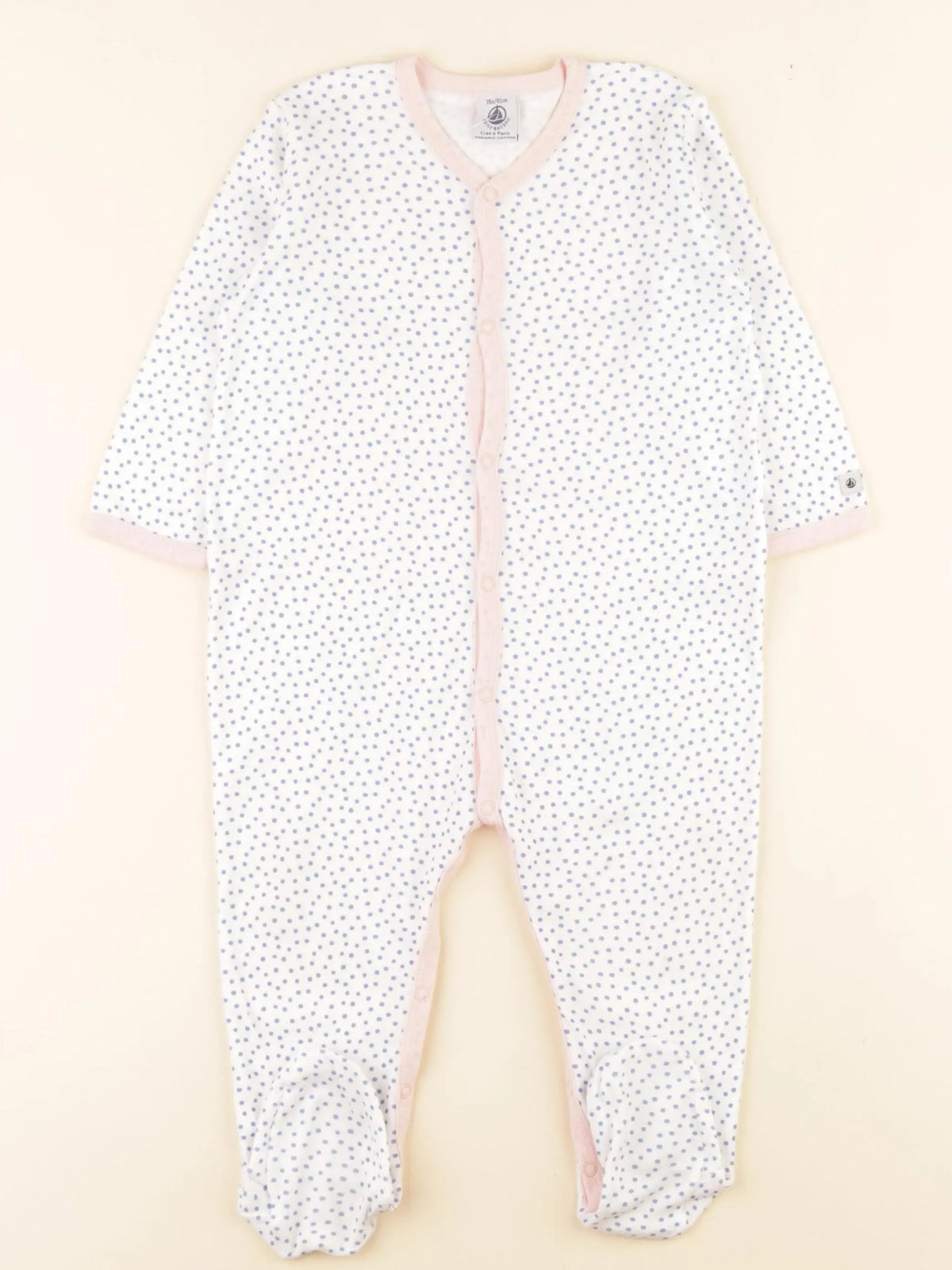 Petit Bateau - pyjama coton blanc, bleu - 18 mois