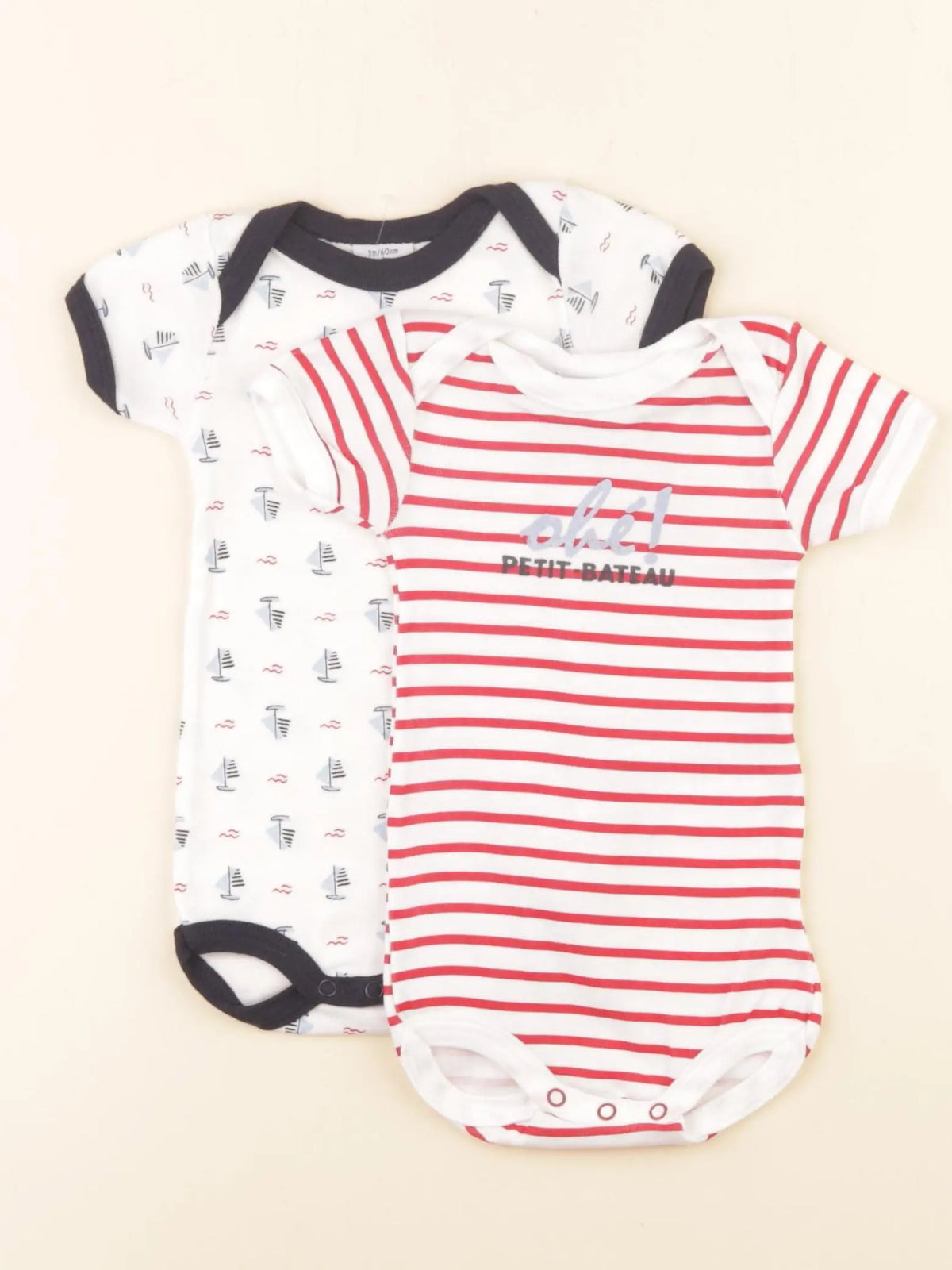 Petit Bateau - lot de 2 bodies en coton multicolore - 3 mois