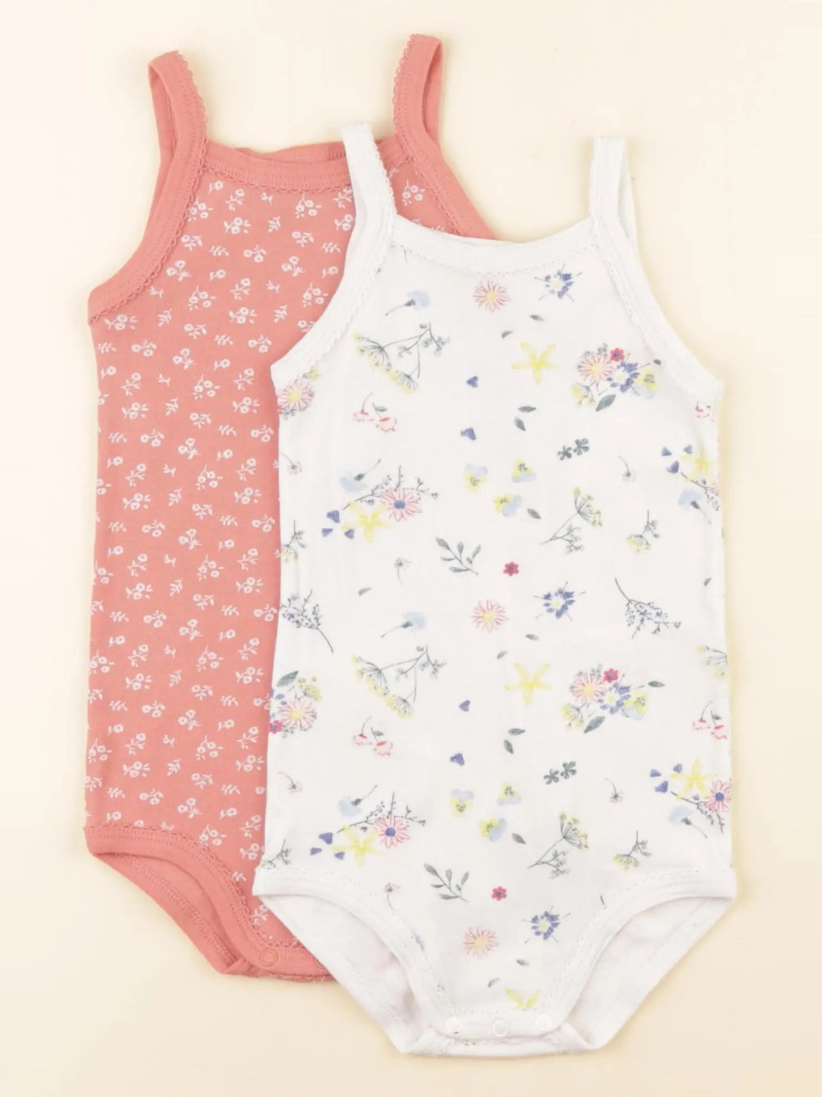 Petit Bateau - lot de 2 bodies en coton blanc, rose - 18 mois
