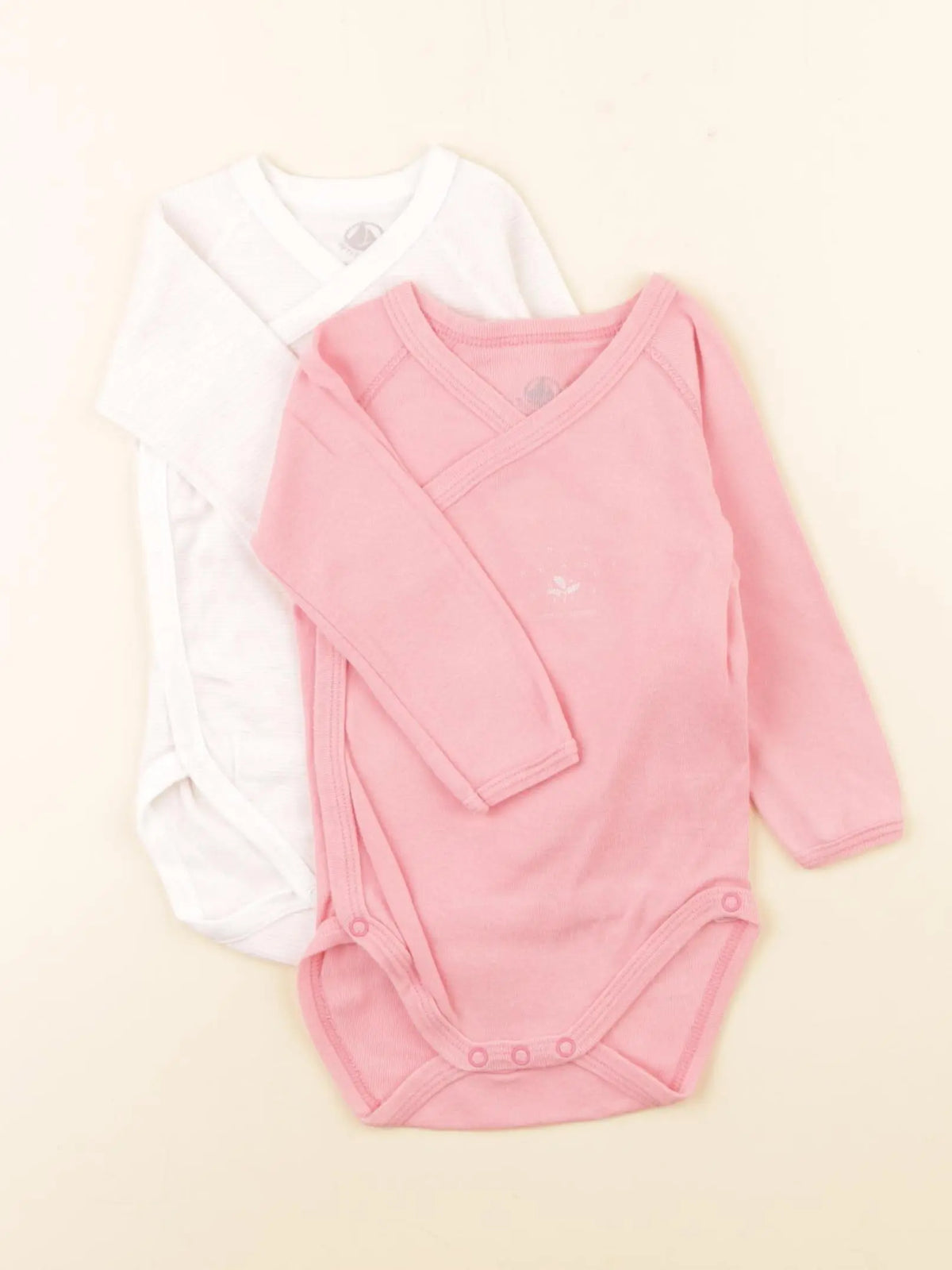 Petit Bateau - lot de 2 bodies en coton blanc, rose - 6 mois