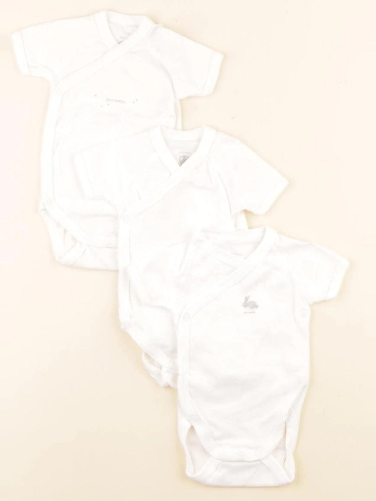 Petit Bateau - lot de 3 bodies en coton blanc - 1 mois