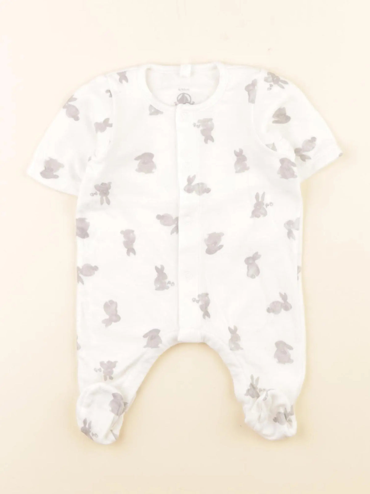 Petit Bateau - pyjama coton blanc, gris - 0 mois