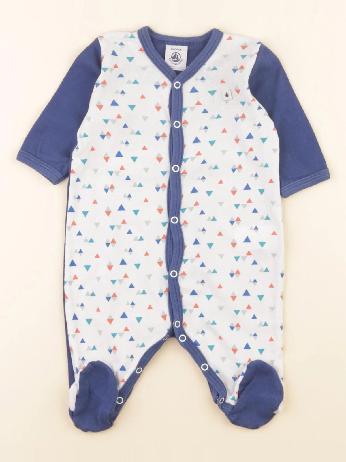 Petit Bateau - pyjama coton bleu - 1 mois