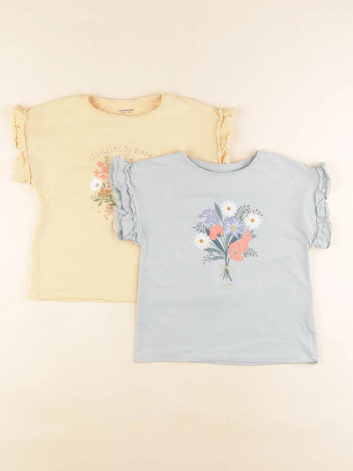 Vertbaudet - lot de 2 tee-shirts jaune, bleu - 6 ans