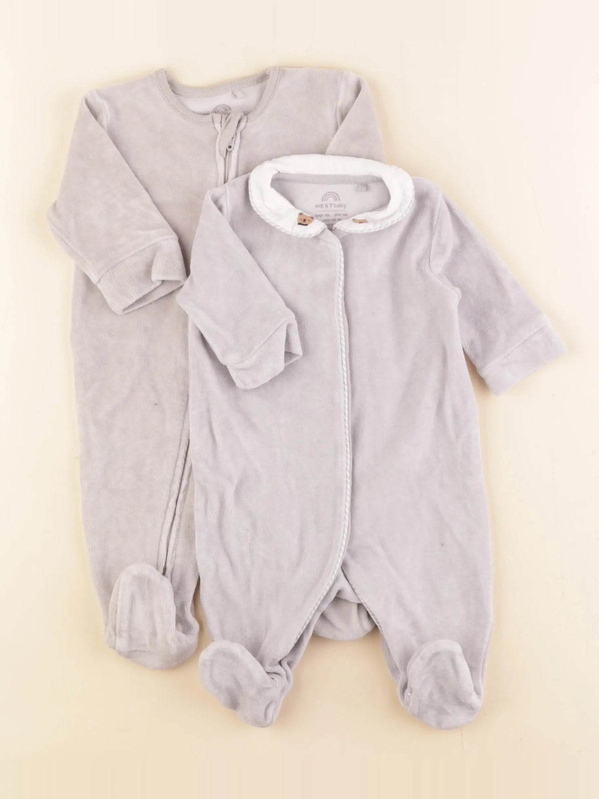 Next - lot de 2 pyjamas velours gris - 1 mois