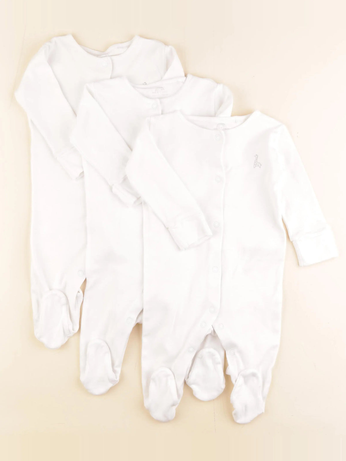Next - lot de 3 pyjamas coton blanc - 3/6 mois
