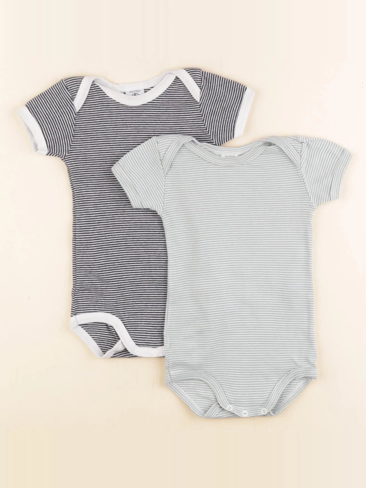 Petit Bateau - lot de 2 bodies en coton multicolore - 12 mois
