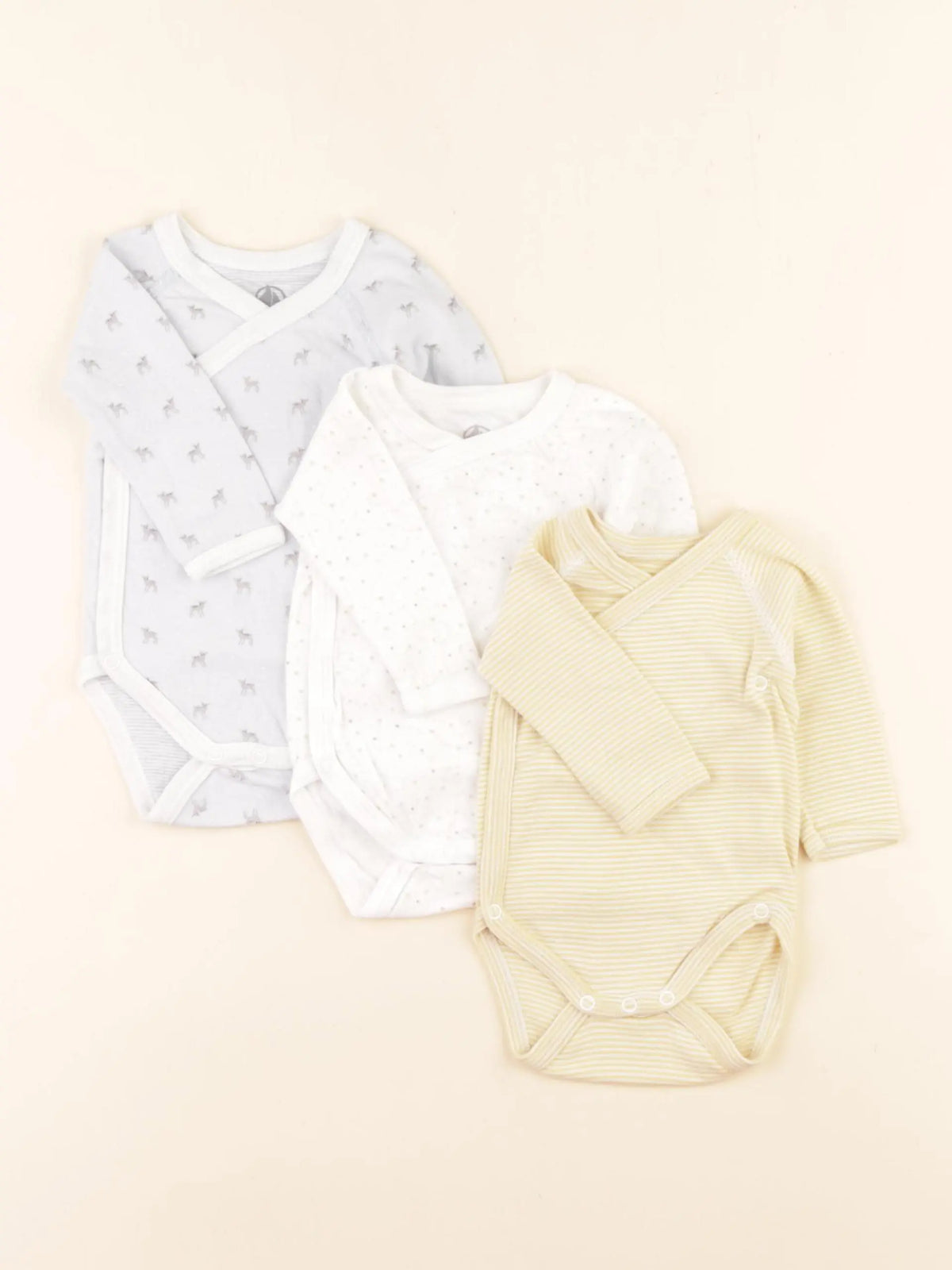 Petit Bateau - lot de 3 bodies en coton multicolore - 1 mois