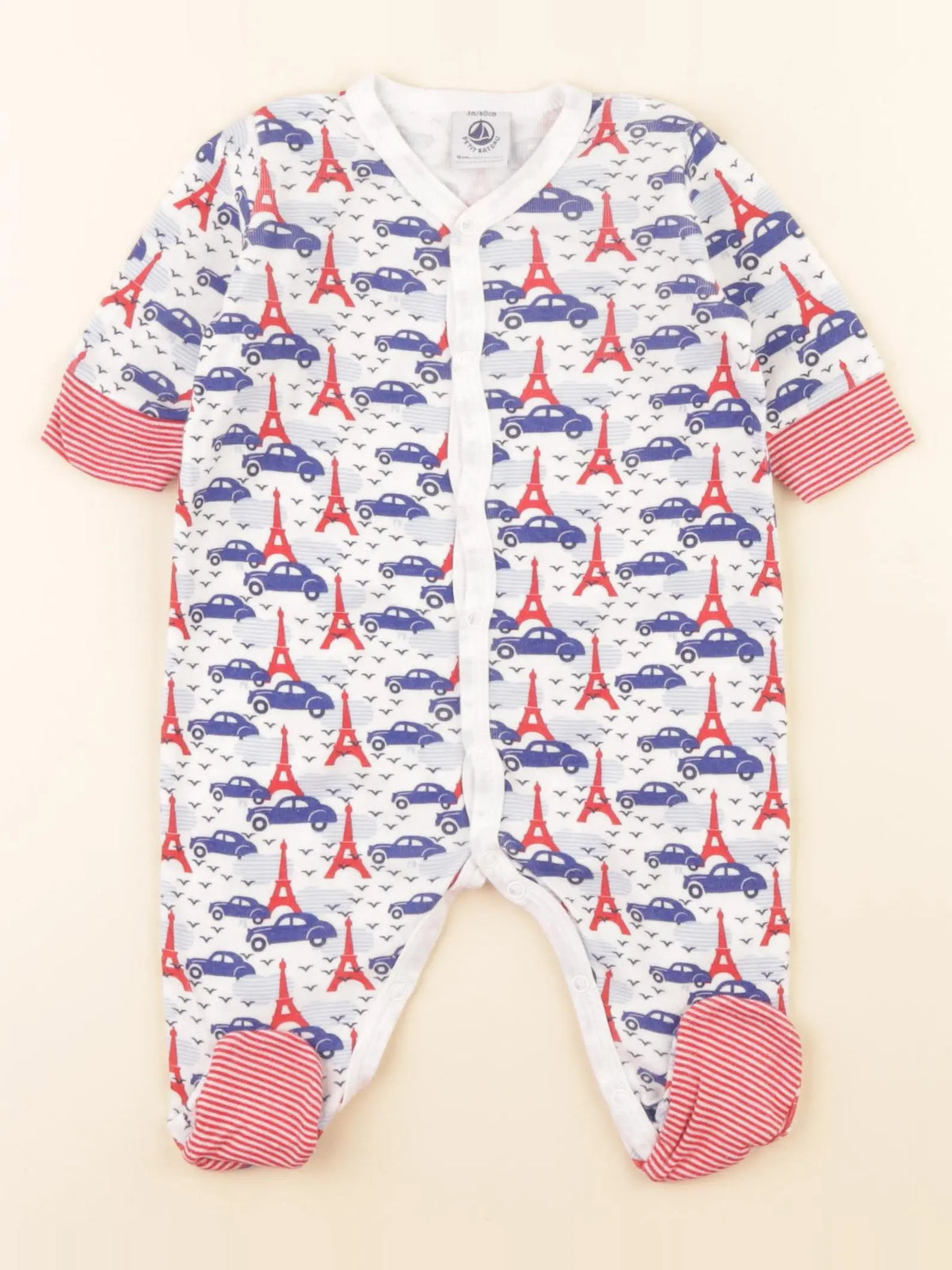 Petit Bateau - pyjama coton bleu - 3 mois