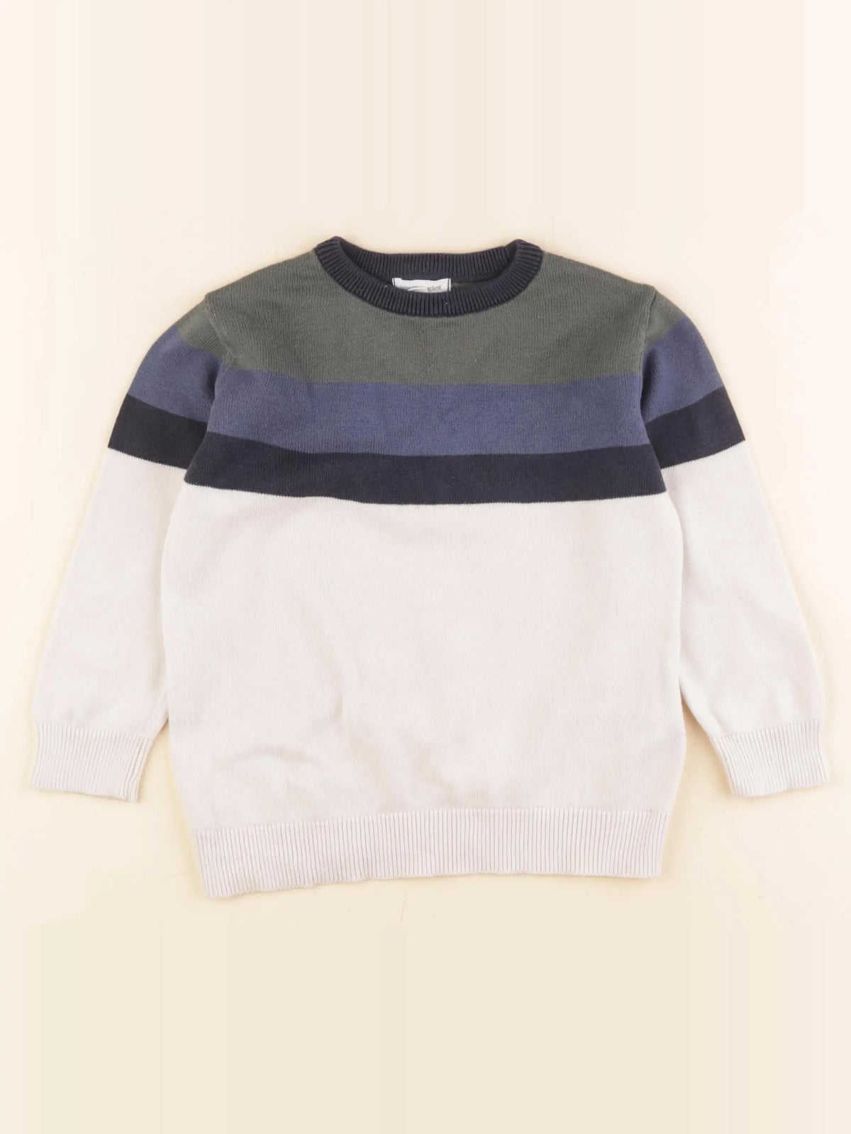 Vertbaudet - pull beige, bleu, vert - 3 ans