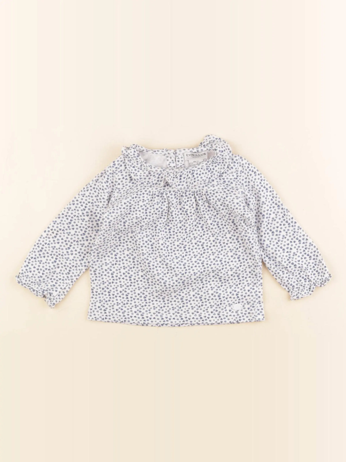 Cyrillus - tee-shirt blanc, bleu - 9 mois