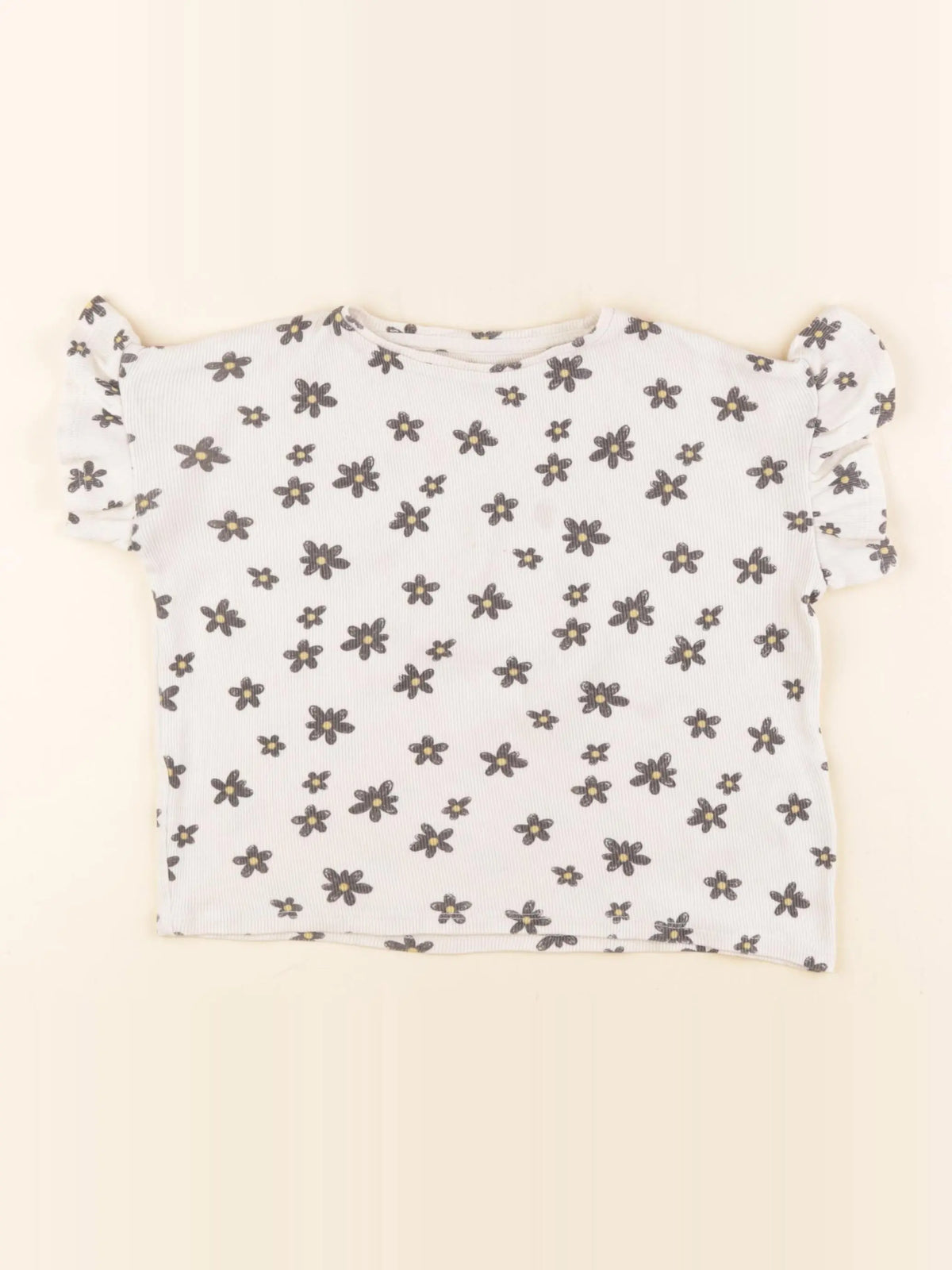 Vertbaudet - tee-shirt beige, noir - 4 ans