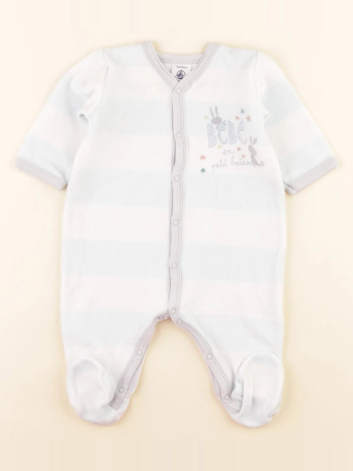 Petit Bateau - pyjama velours bleu - 3 mois
