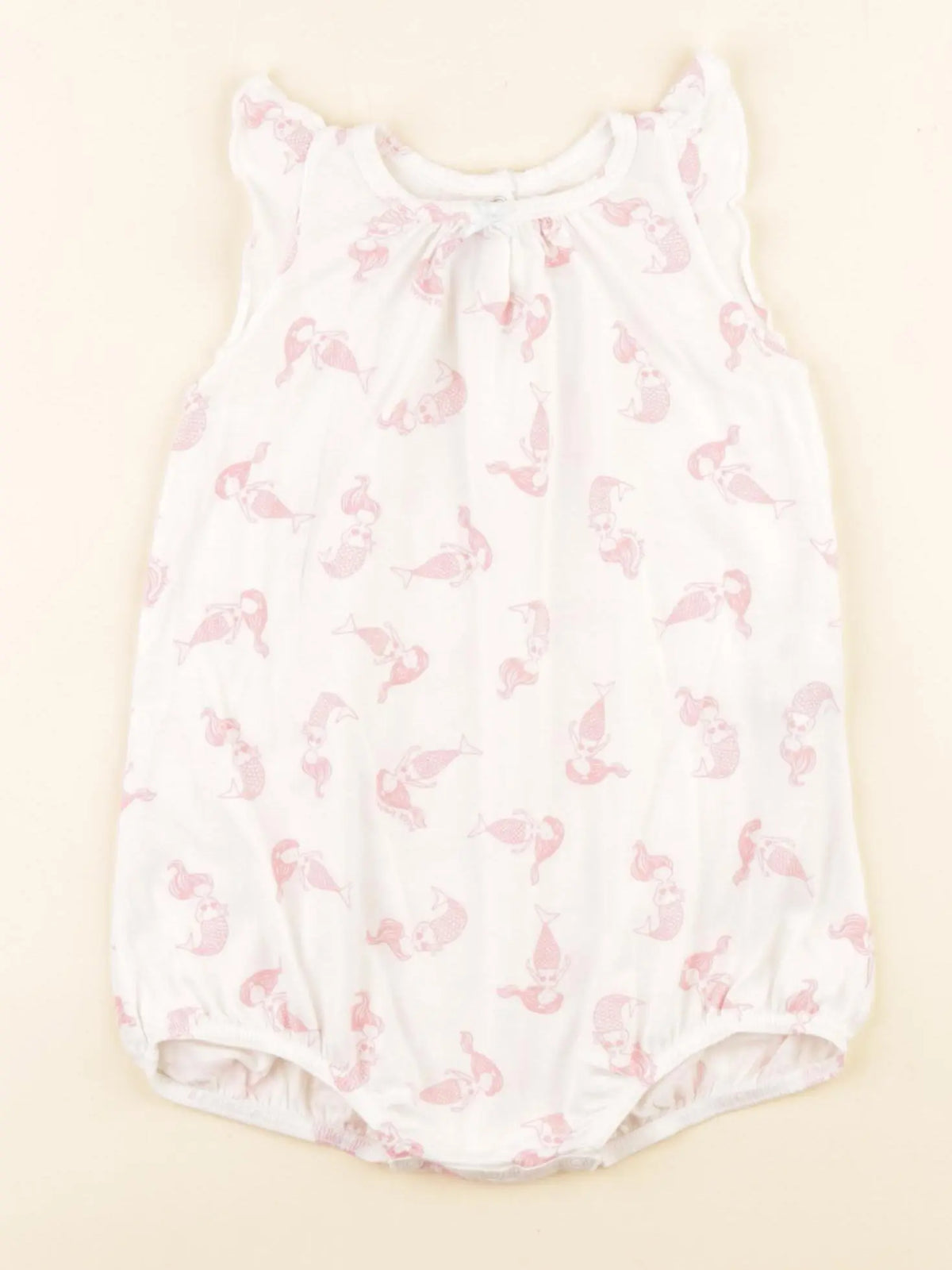 Petit Bateau - combinaison coton rose, blanc - 12 mois