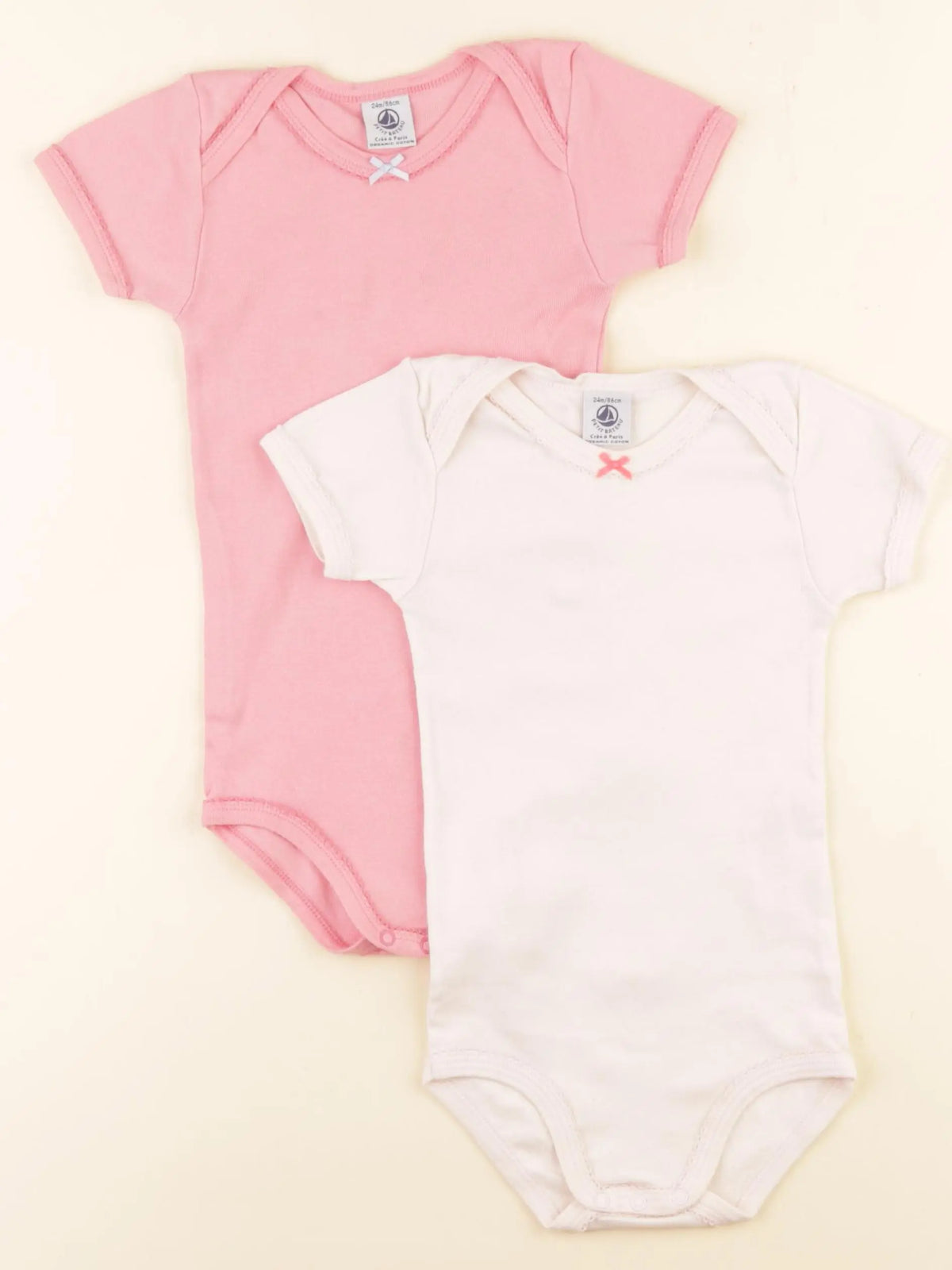 Petit Bateau - lot de 2 bodies en coton rose - 24 mois
