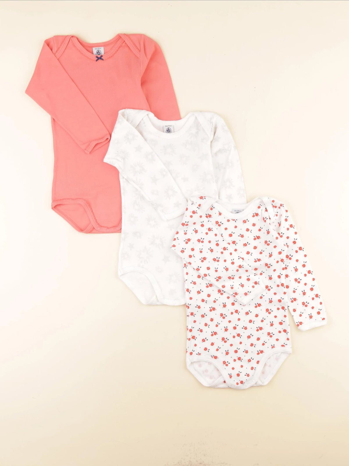 Petit Bateau - lot de 3 bodies en coton multicolore - 36 mois