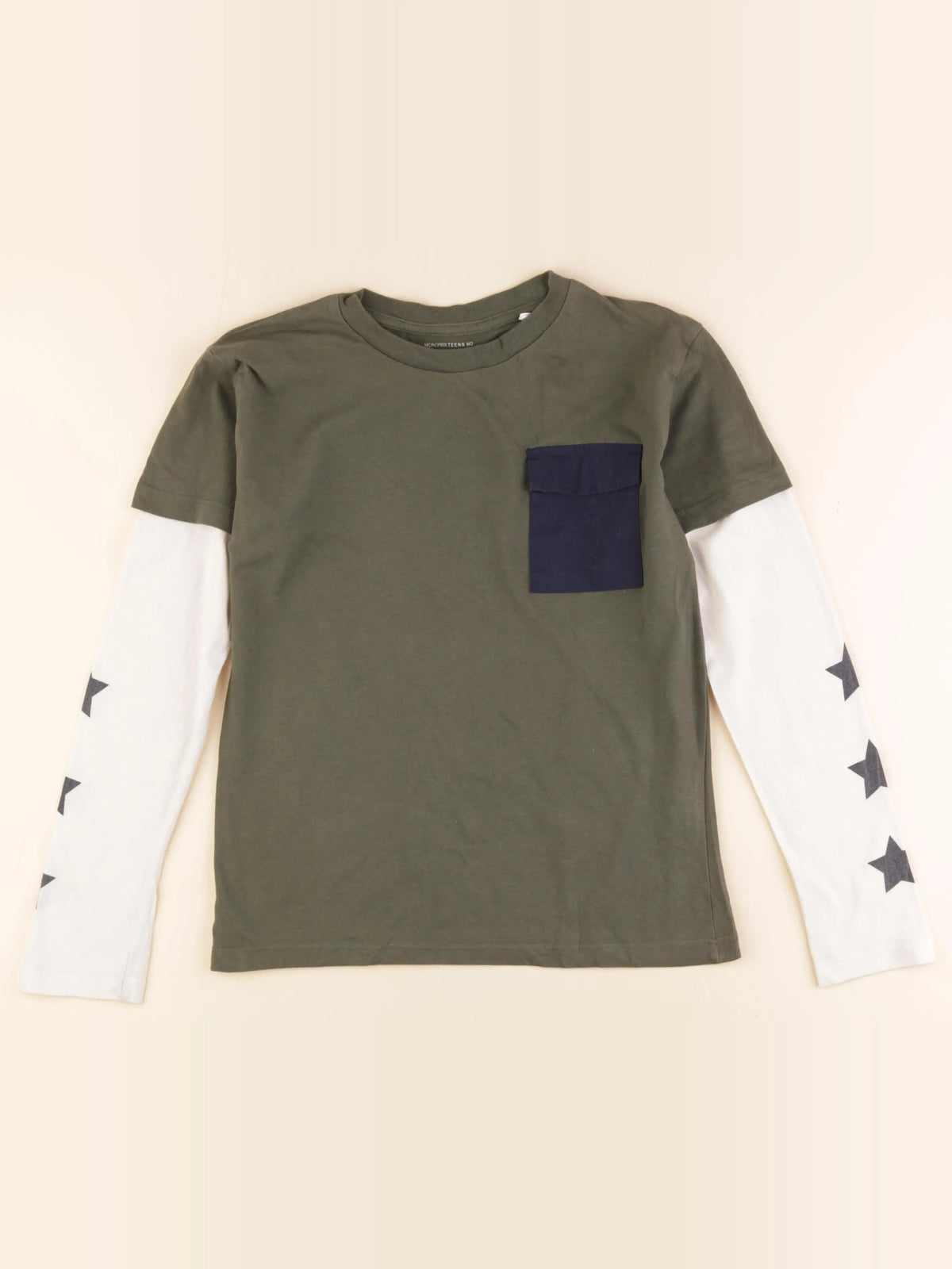 Monoprix - tee-shirt vert, blanc - 12 ans