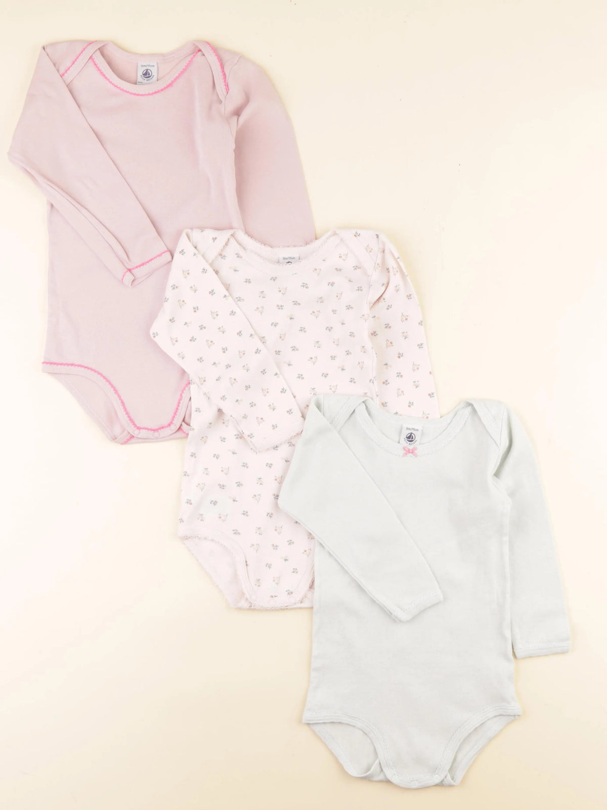 Petit Bateau - lot de 3 bodies en coton multicolore - 6 mois