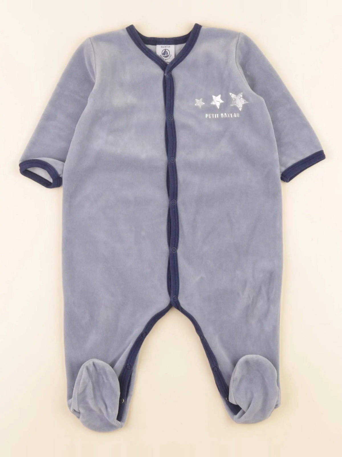 Petit Bateau - pyjama coton bleu - 6 mois