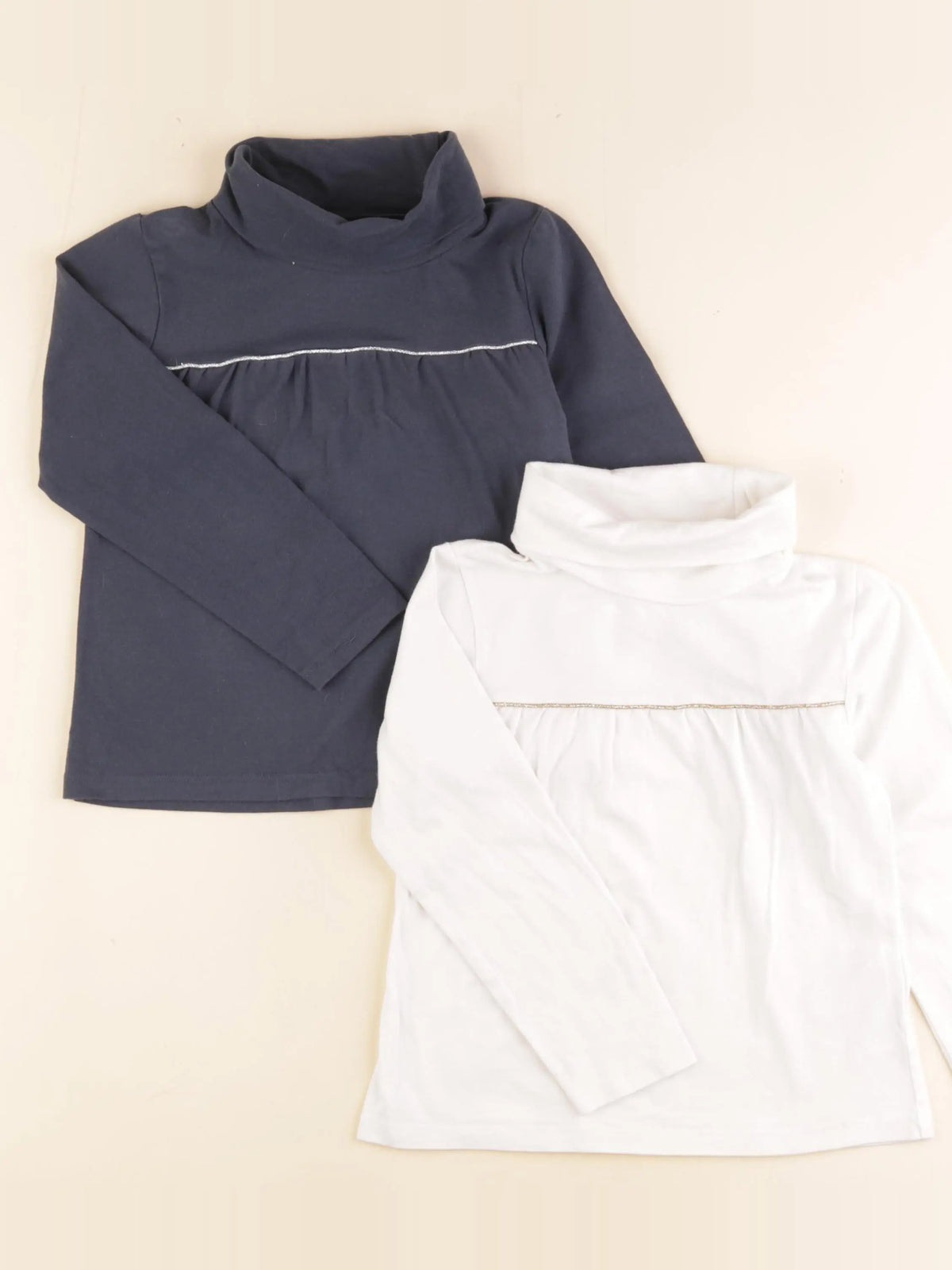 Vertbaudet - lot de 2 sous-pulls bleu, blanc - 6 ans
