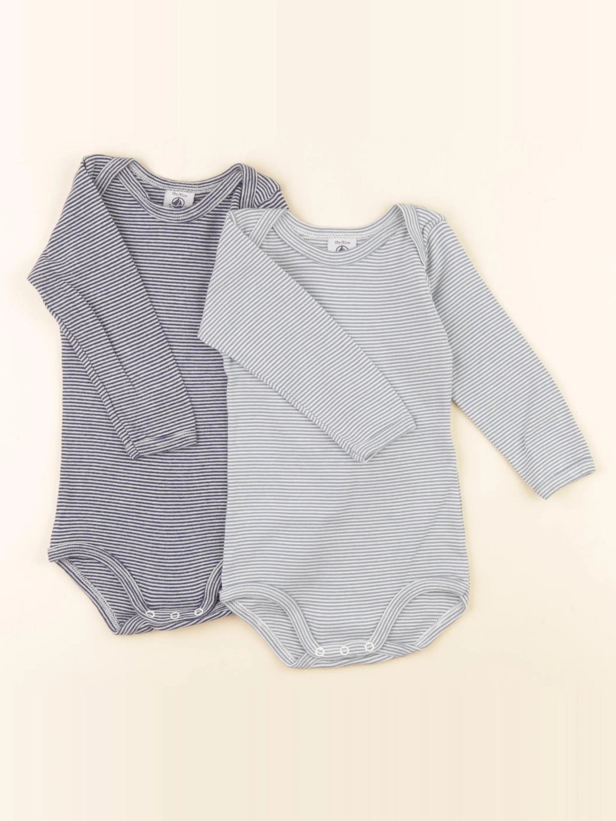 Petit Bateau - lot de 2 bodies en coton bleu, vert - 18 mois