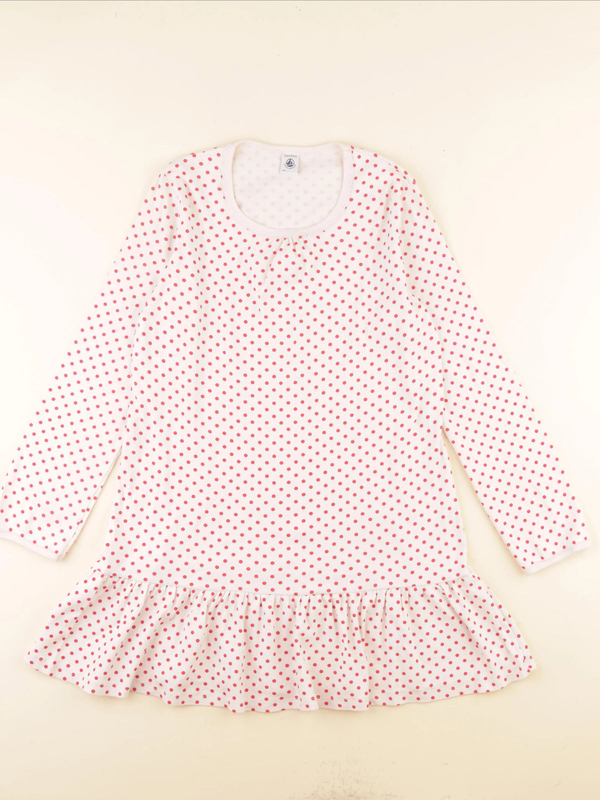 Petit Bateau - chemise de nuit coton rouge, rose - 12 ans