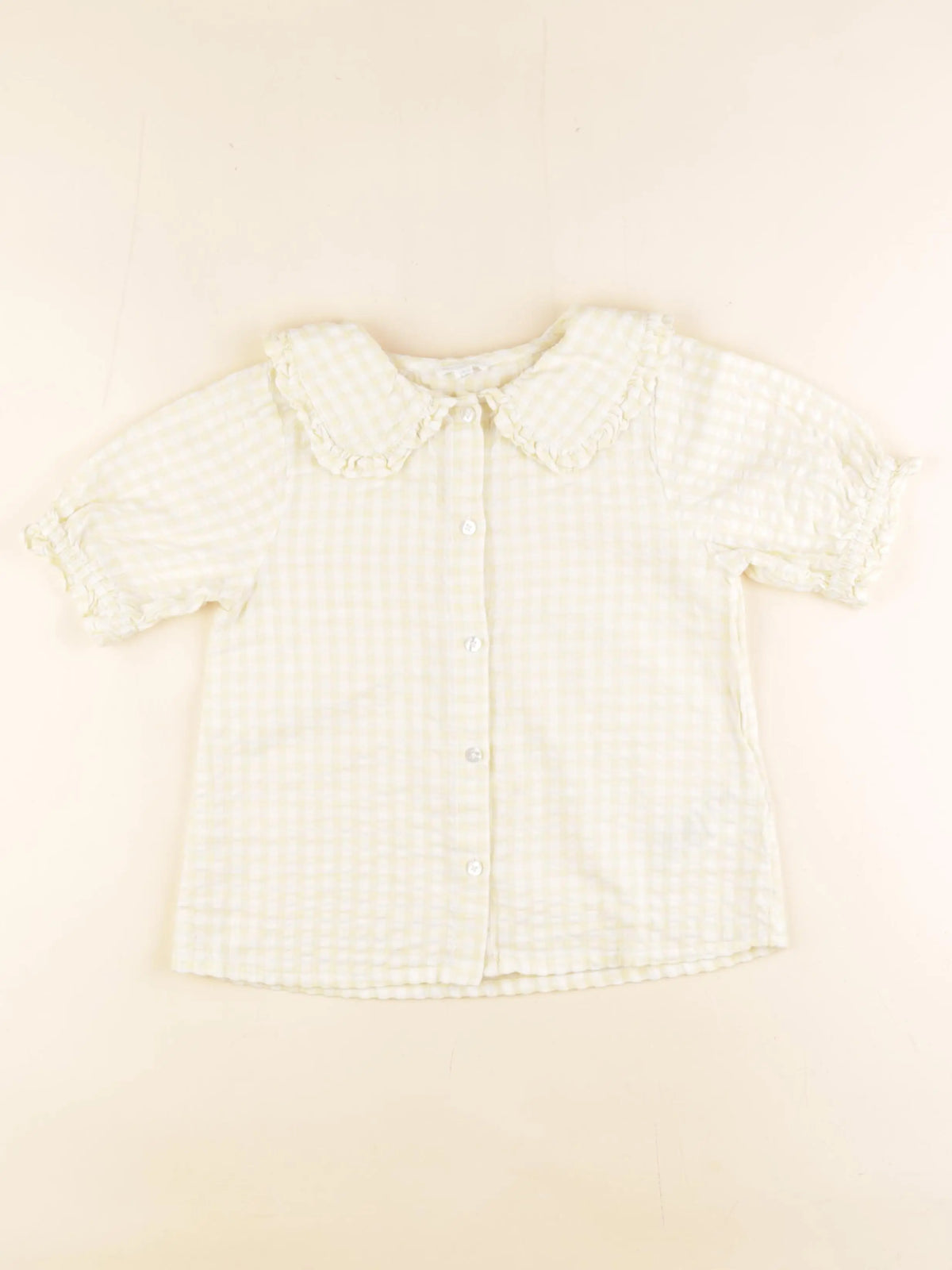 Vertbaudet - blouse jaune, blanc - 8 ans