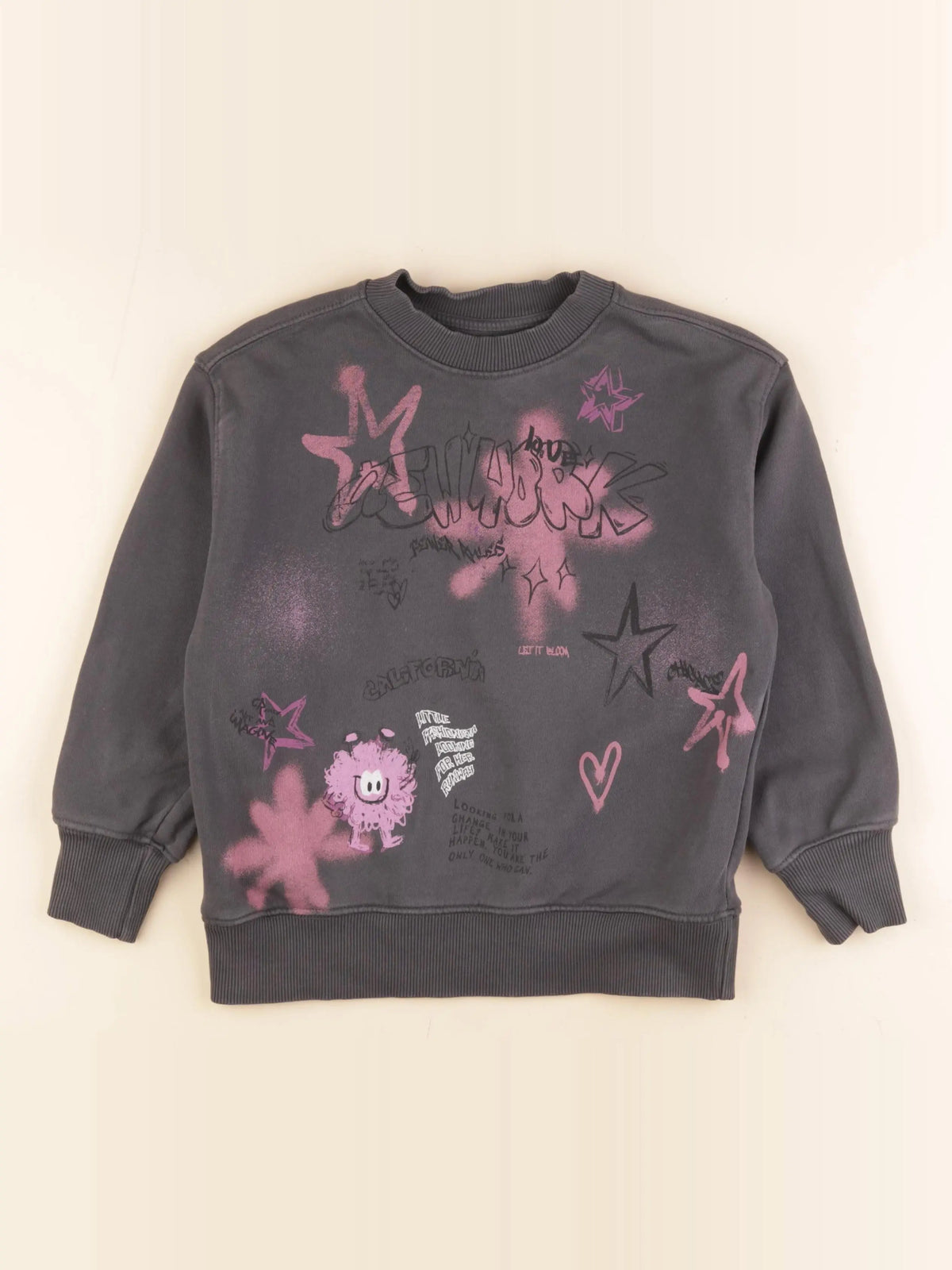 Zara - sweat gris, rose - 6/7 ans
