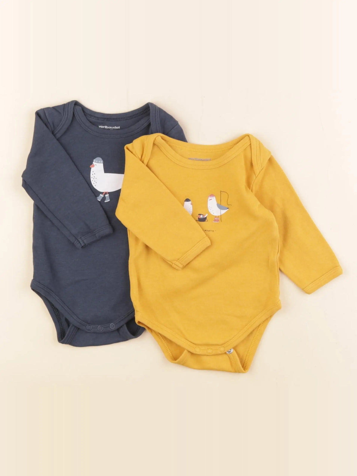 Vertbaudet - lot de 2 bodies en coton multicolore - 6 mois