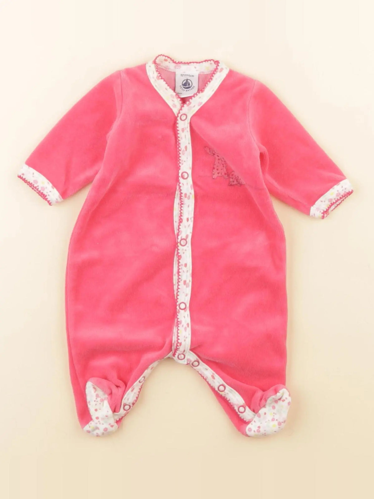 Petit Bateau - pyjama velours rose - 0 mois
