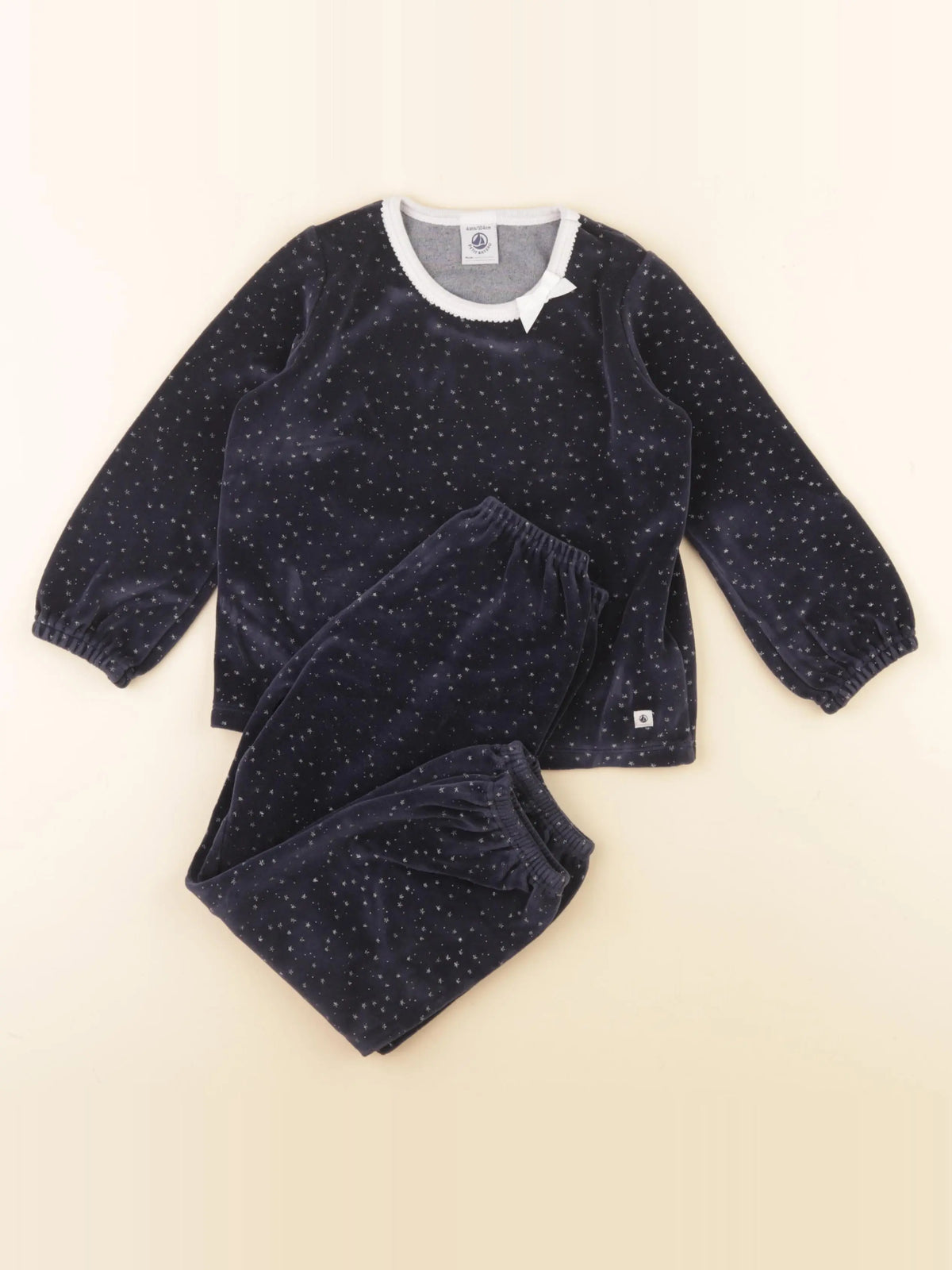 Petit Bateau - pyjama velours bleu - 4 ans