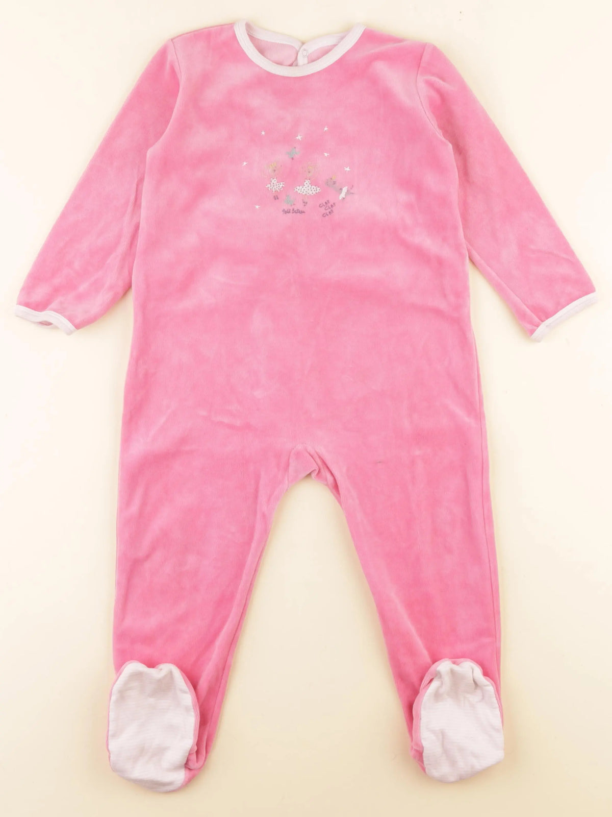 Petit Bateau - pyjama velours rose - 36 mois