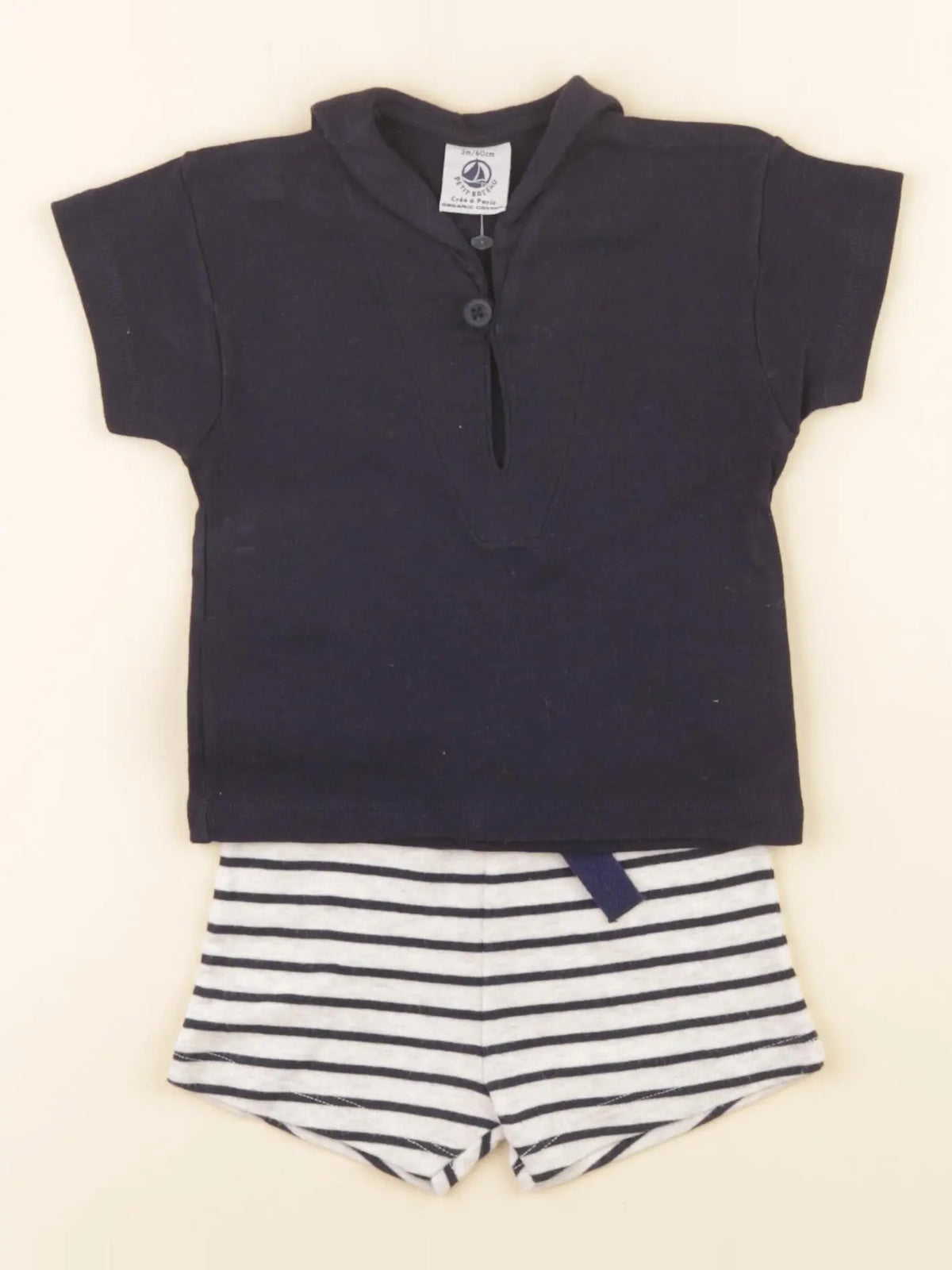 Petit Bateau - ensemble bleu - 3 mois