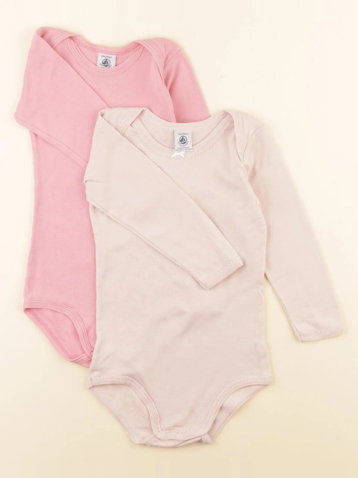 Petit Bateau - lot de 2 bodies en coton rose - 24 mois