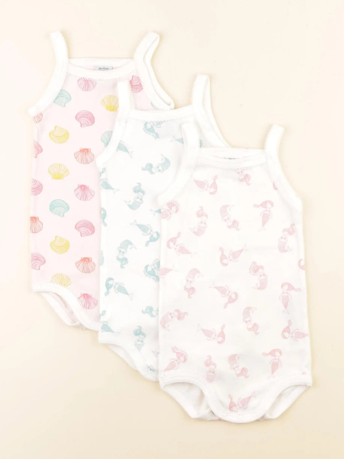 Petit Bateau - lot de 3 bodies en coton rose, vert - 18 mois