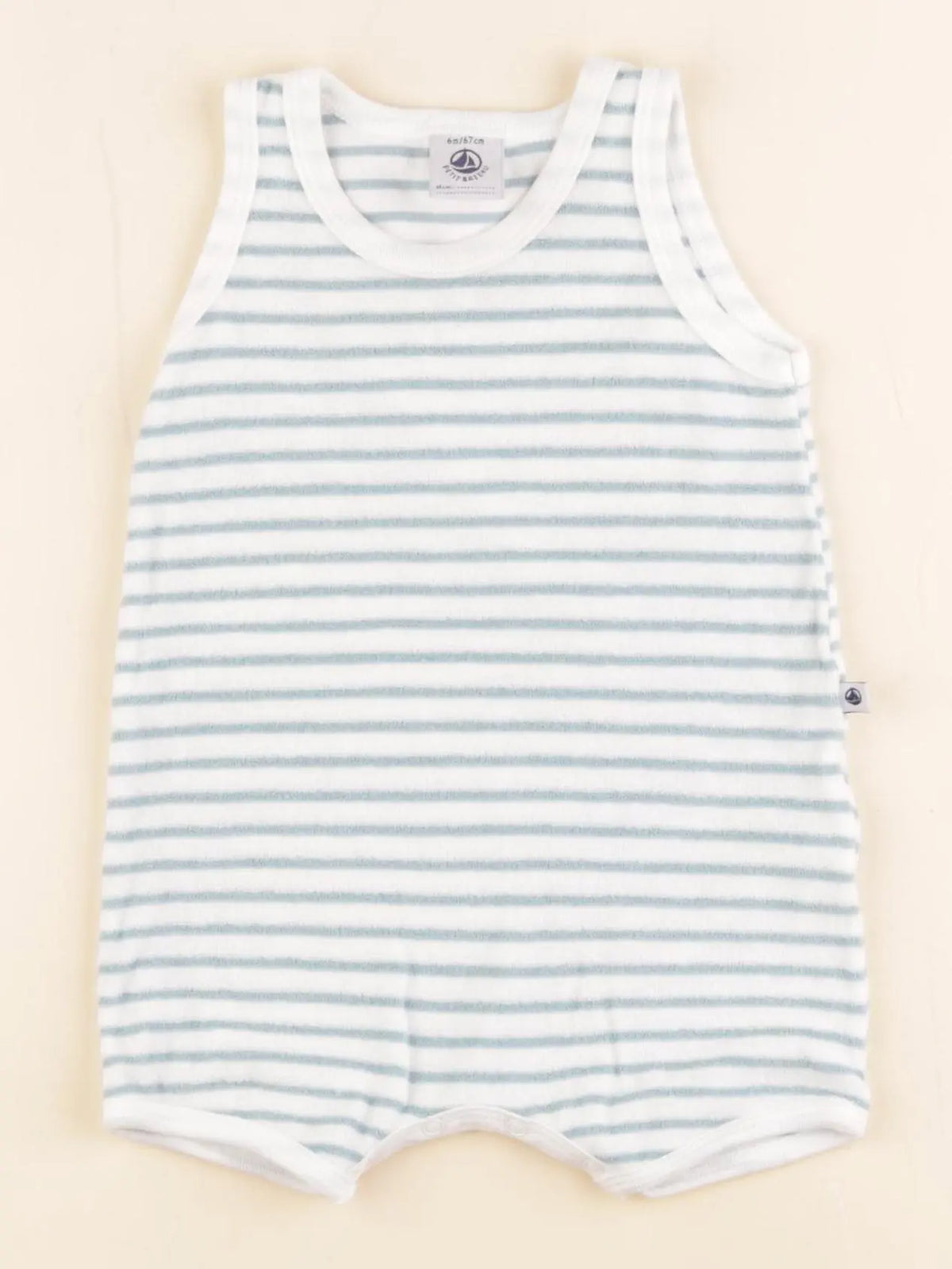 Petit Bateau - combinaison bleu, blanc - 6 mois