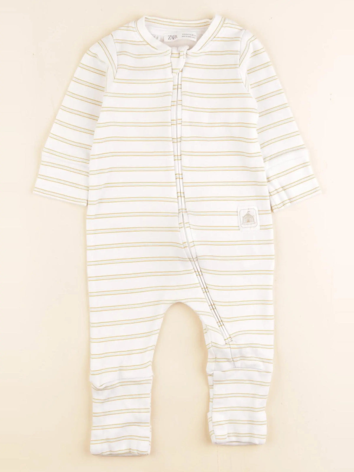 Zara - pyjama coton blanc, jaune - 3/6 mois