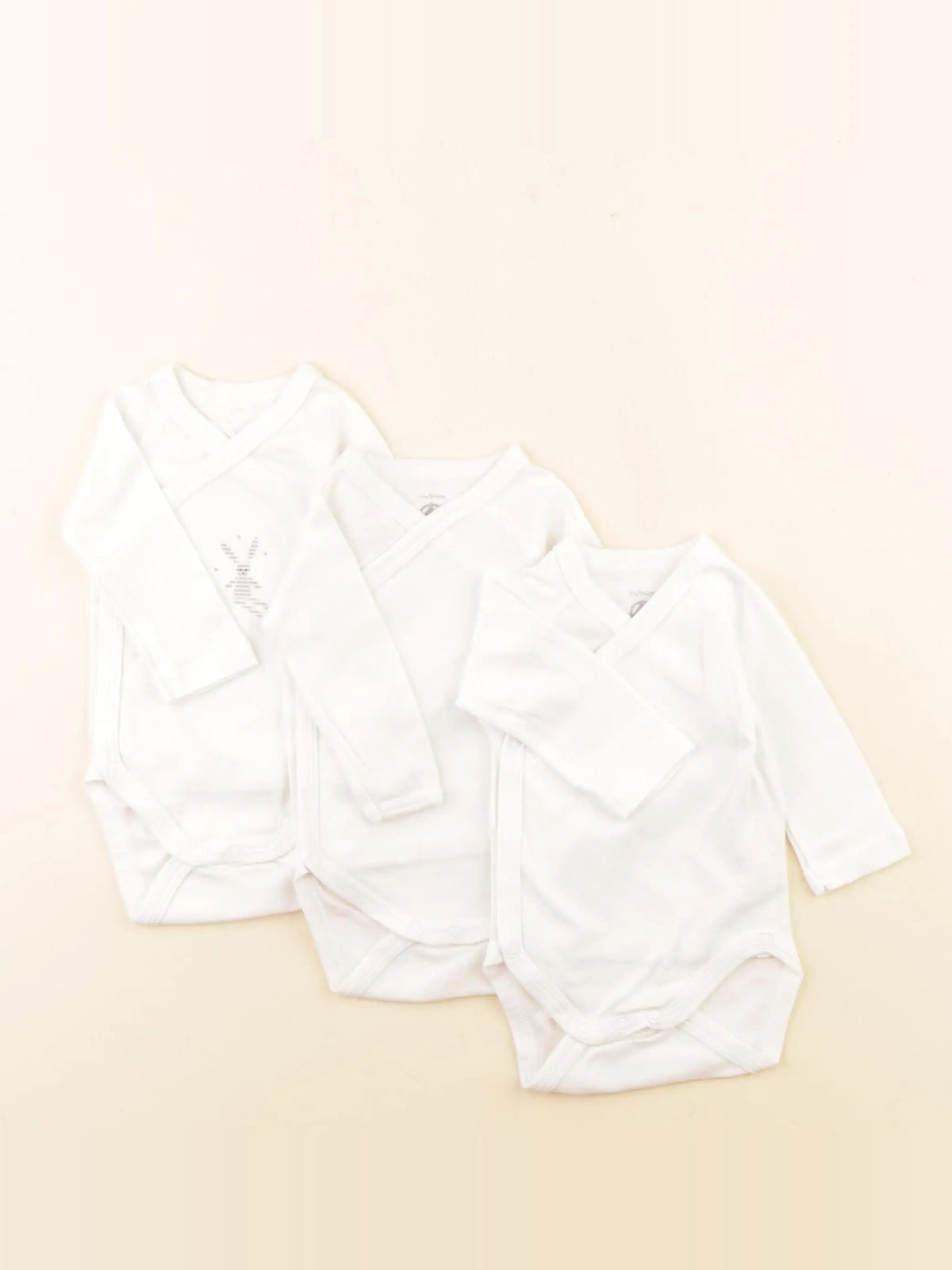 Petit Bateau - lot de 3 bodies en coton blanc - 1 mois