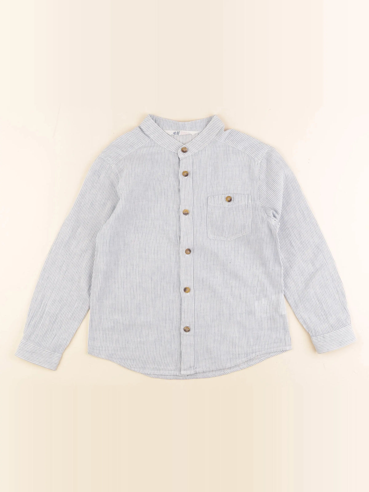 H&M - chemise blanc, bleu - 6/7 ans
