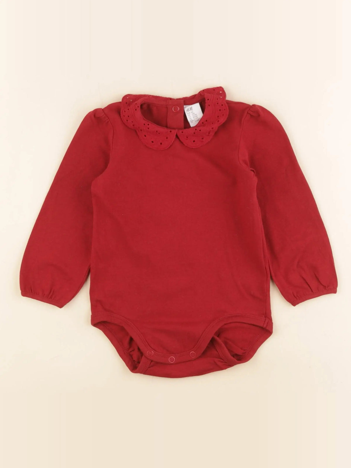 H&M - body à col rouge - 9/12 mois
