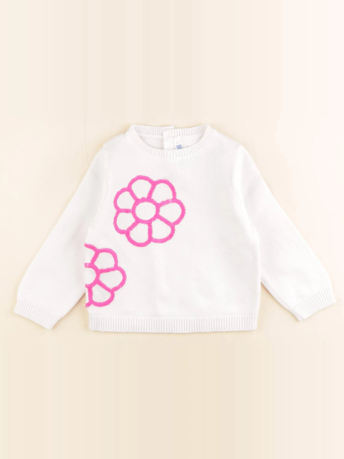 Jacadi - pull blanc, rose - 24 mois