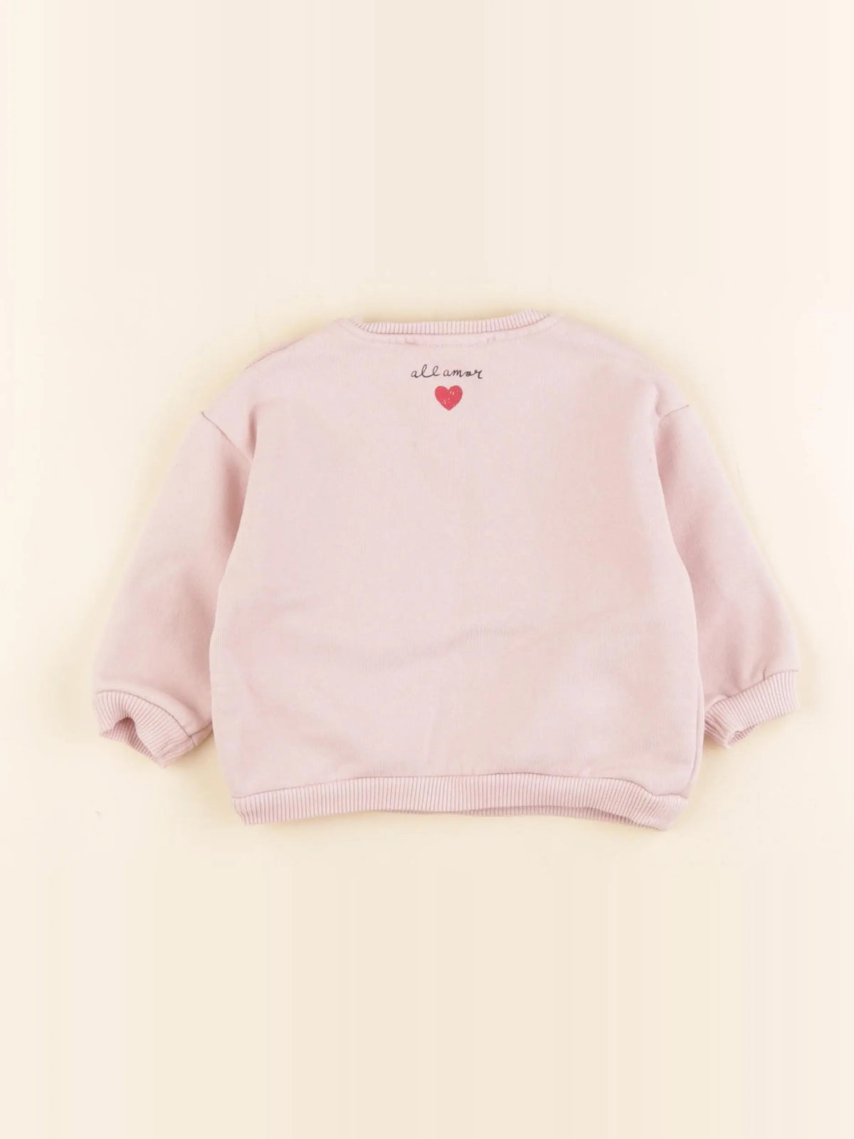 Zara - sweat imprimé au dos rose - 3/6 mois