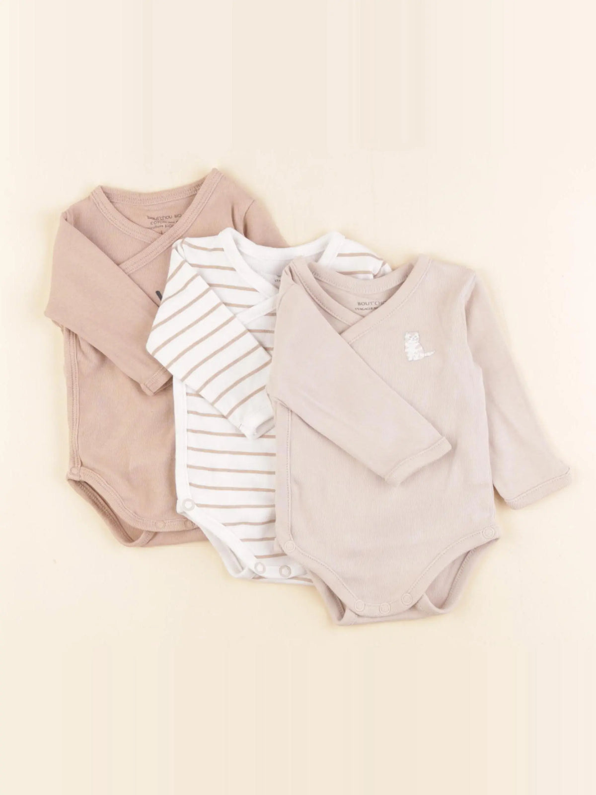 Boutchou - lot de 3 bodies en coton multicolore - 1 mois