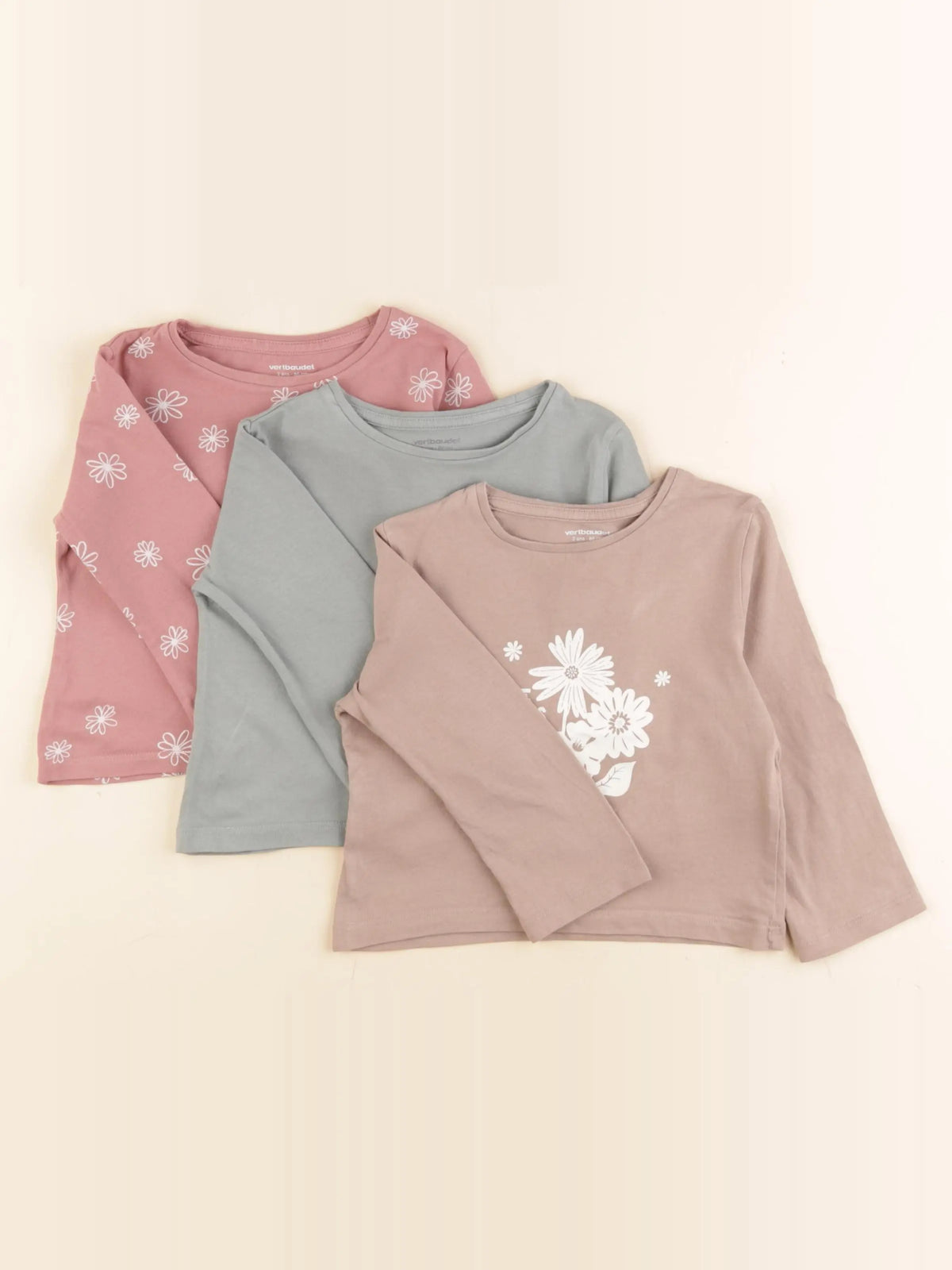 Vertbaudet - lot de 3 tee-shirts multicolore - 2 ans