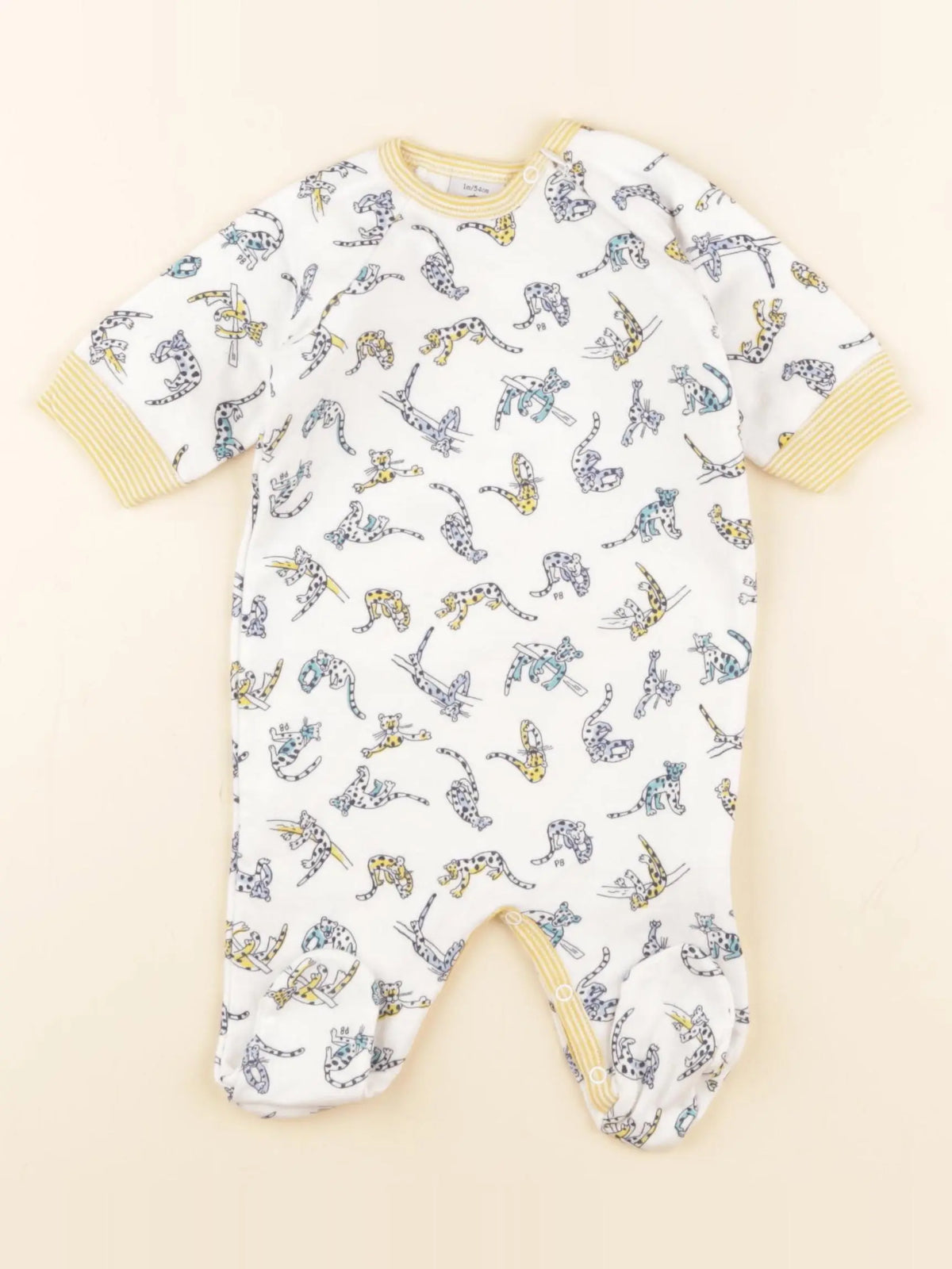 Petit Bateau - pyjama coton blanc - 1 mois