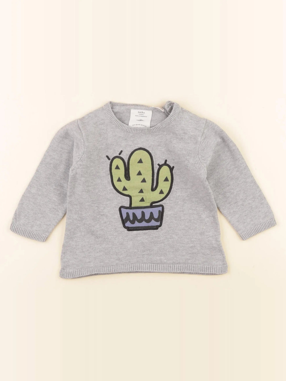 Zara - pull gris - 6/9 mois