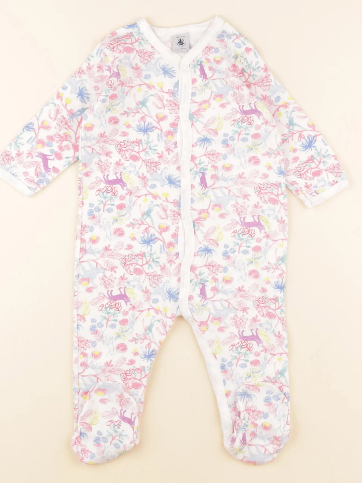 Petit Bateau - pyjama coton blanc - 12 mois