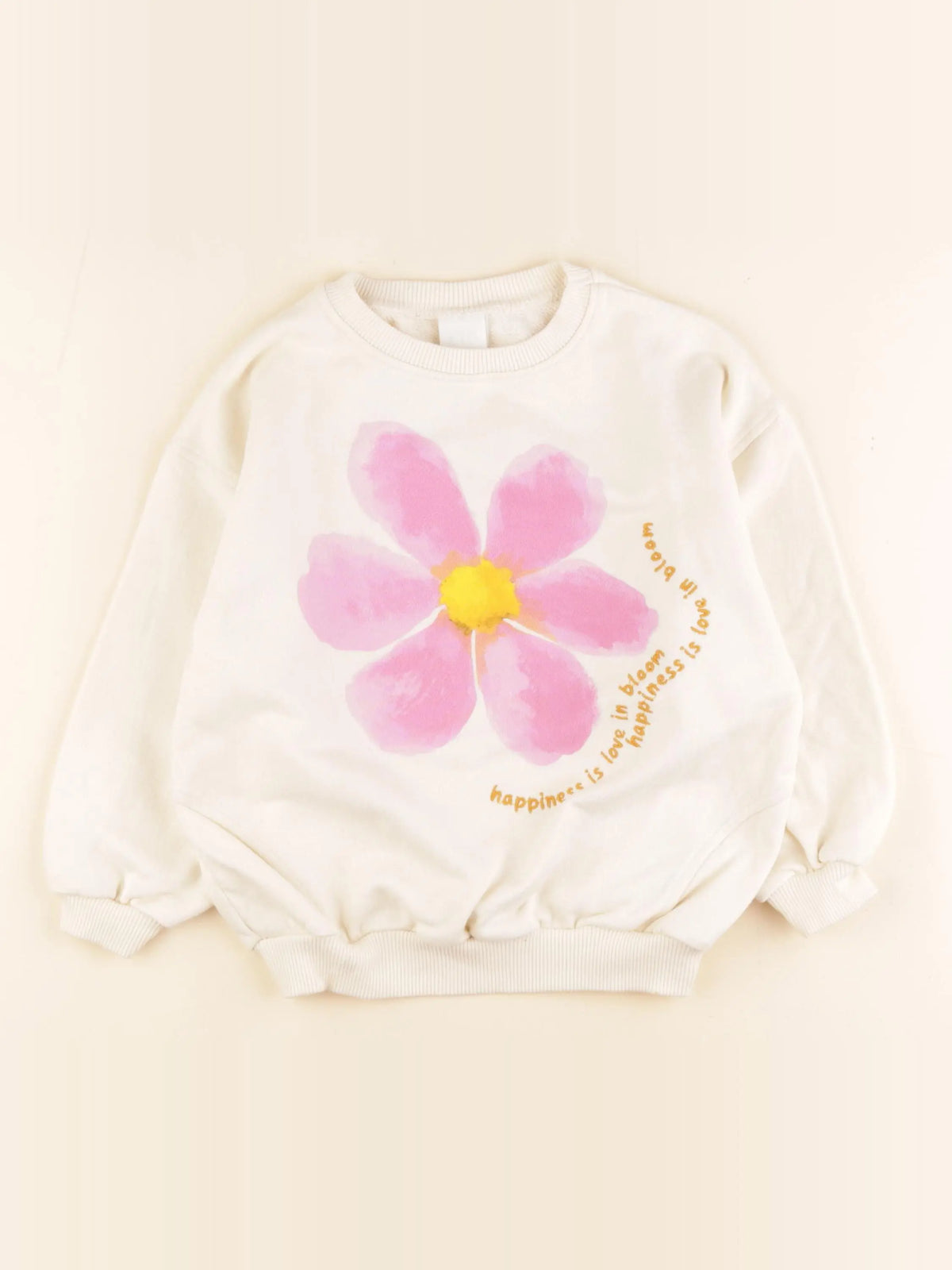 Zara - sweat imprimé au dos beige, rose - 6 ans