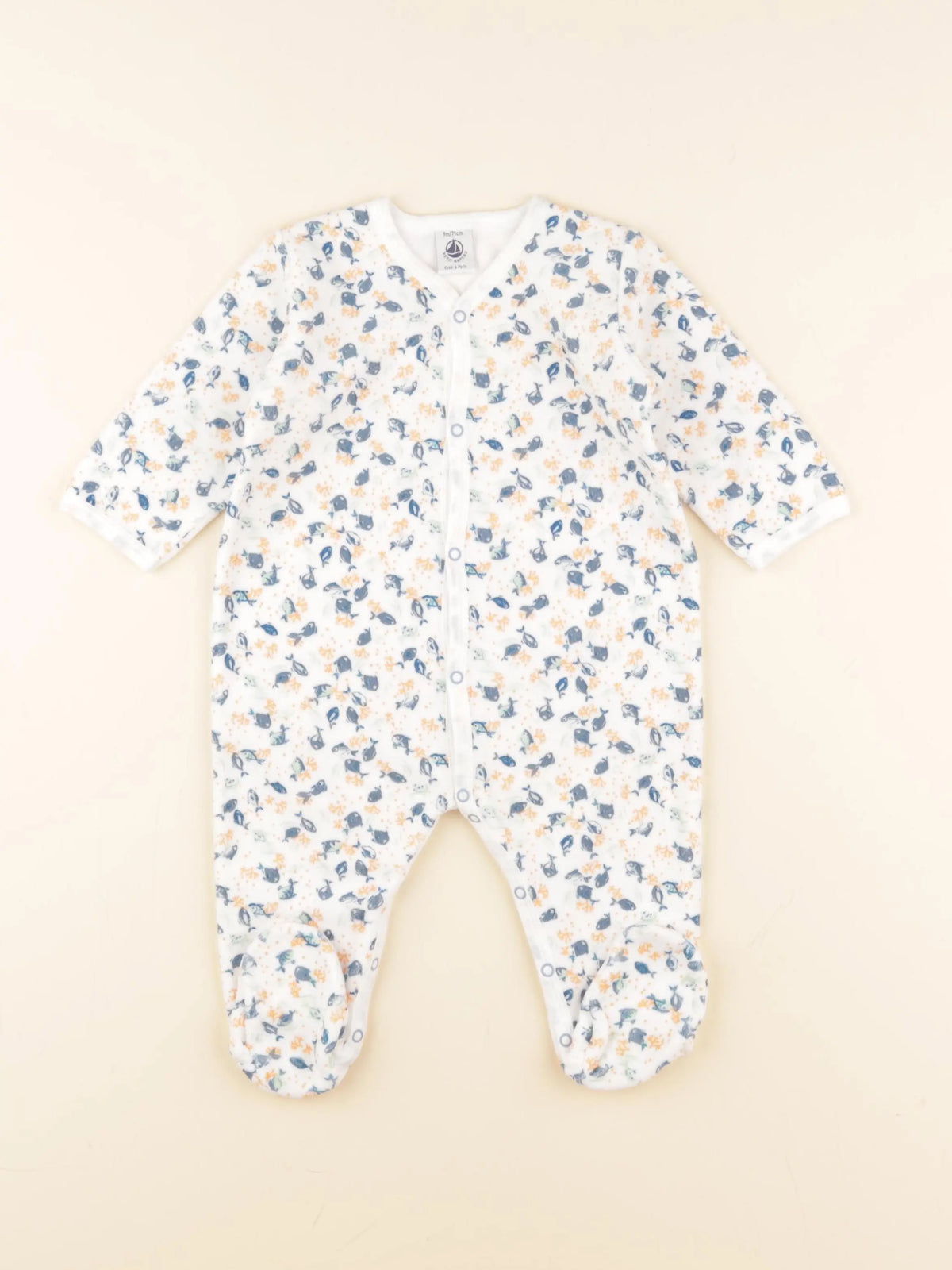 Petit Bateau - pyjama velours blanc - 9 mois
